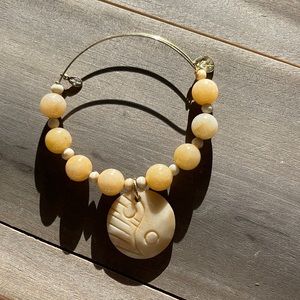 Alex and ani cream beaded yin Yang bangle